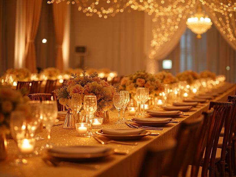 Beautiful luxury event with glittering decorations and elegant ambiance