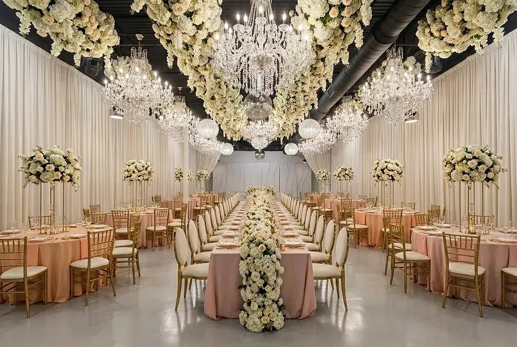 Grand ballroom with cascading florals