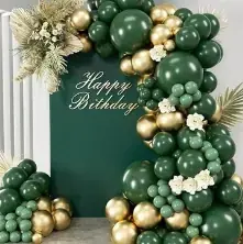 Emerald & gold balloon garland backdrop